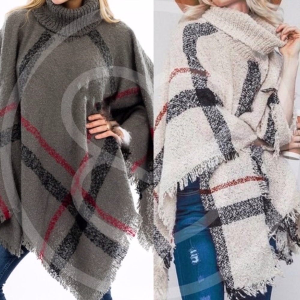 MARI Plaid Autumn Feels Poncho   - Picture 4 of 8